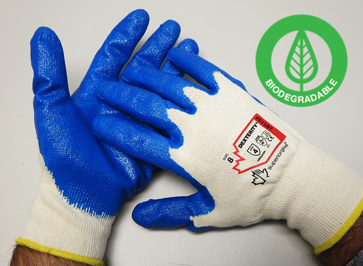 #S15NT Superior Glove® Dexterity® NT 15-gauge biodegradable Cotton Knit w/ Nitrile Palm Coated gloves